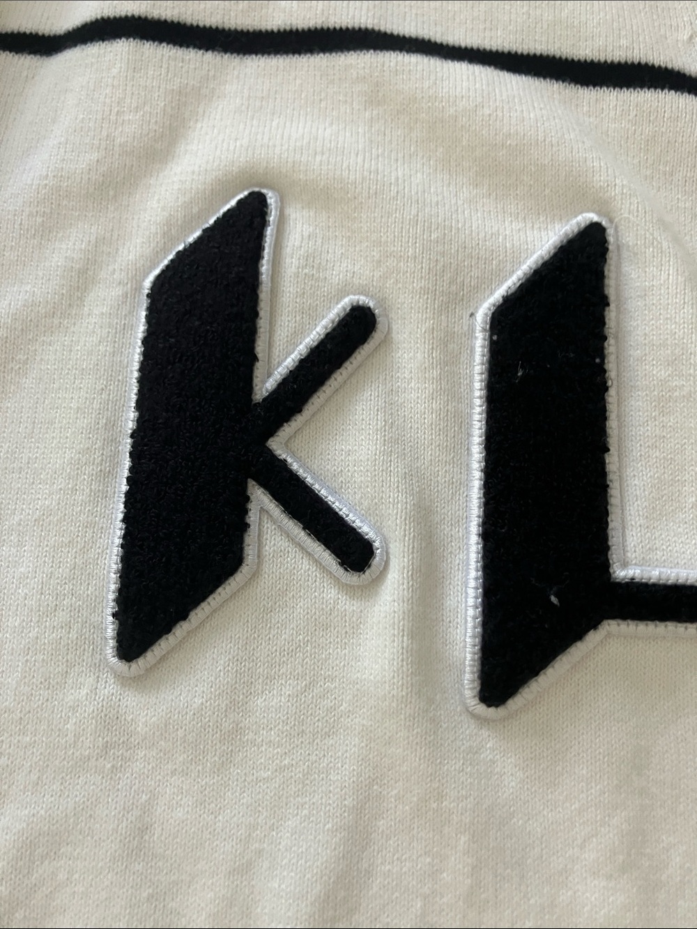 Karl Lagerfeld White and Black Logo Cardigan Sweater - Picture 5 of 10